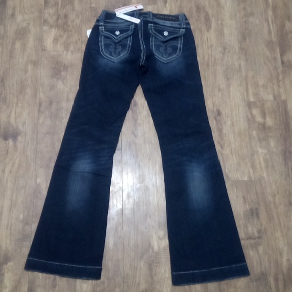 Rock Revival NWT Women's Jeans 27 Wide Leg Embellished Distressed - Picture 4 of 15